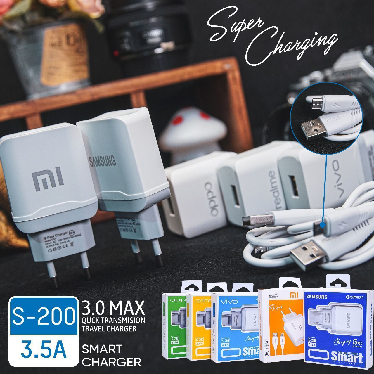 TRAVEL CHARGER BRAND SMART S-200 MICRO USB